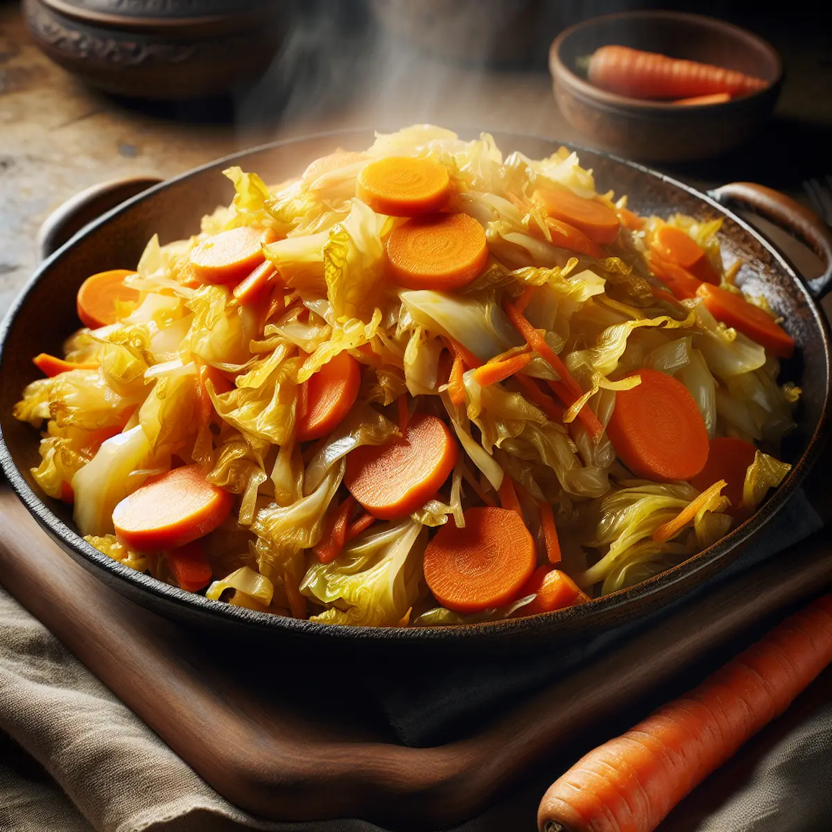 Exploring the Fusion of Tradition and Modernity - Stir-Fried Recipe of Fermented Cabbage with Carrots, Polish Style